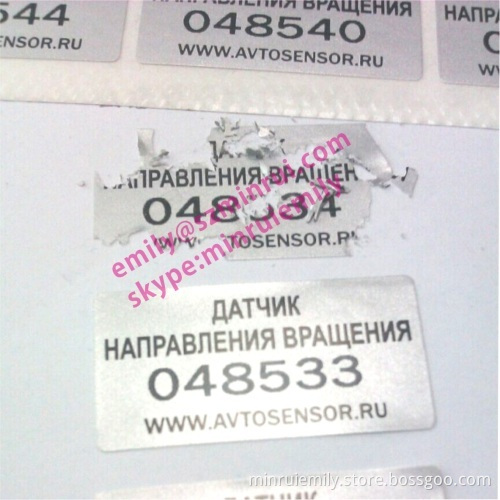 Custom Silver Destructive Labels With Sequence Numbers,fragile Brittle Destructible Labels,silver Warranty Seal Labels 